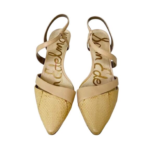 Sam Edelman “Othello” Slingback Heels Size 11M Snakeskin Embossed Leather-Flaw - Picture 1 of 7